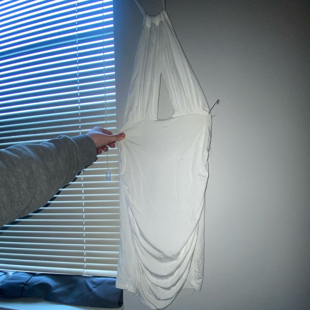 white front opened dress